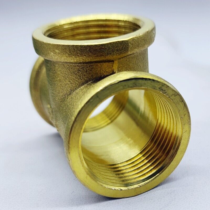 Block Brass G1/2" Female Thread T Shape Equal Tee Connector Adapter