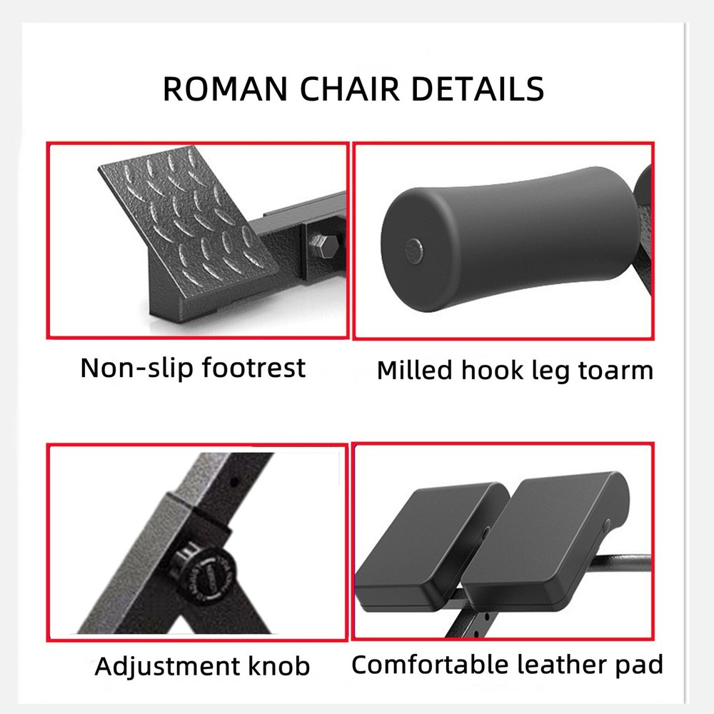 Roman Chair Lower Back Extension Machine, Reverse Hyperextension Bench