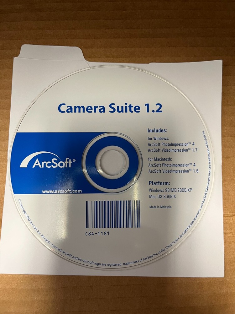 ArcSoft Camera Suite 1.2 Software CD Windows 98/ME/2000/XP Mac 8.6/9/X C84-1181