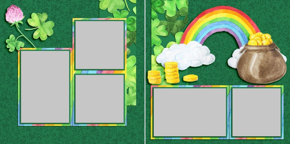 Pretty Shamrocks - 2 Premade Scrapbook Pages - EZ Layout 5952