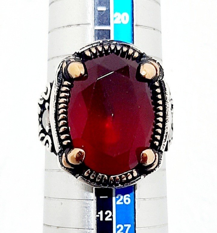 925 SILVER RING Men Solitaire Spinel Ring Sterling Man $
