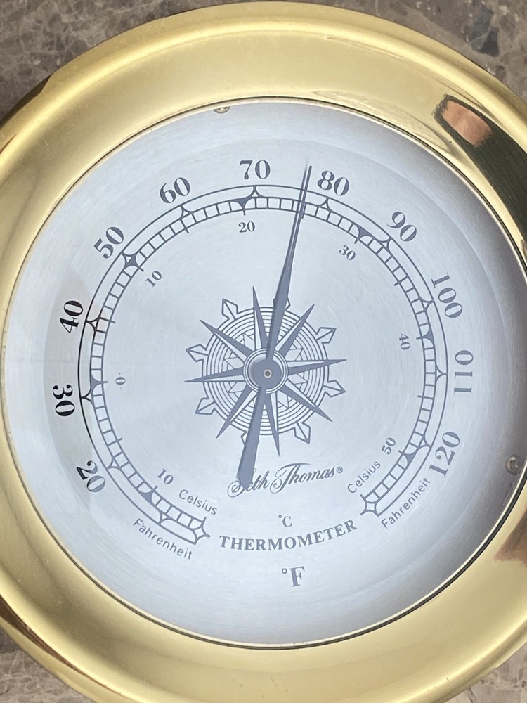 Seth Thomas Brass Thermometer Barometer Hygrometer Ship Set