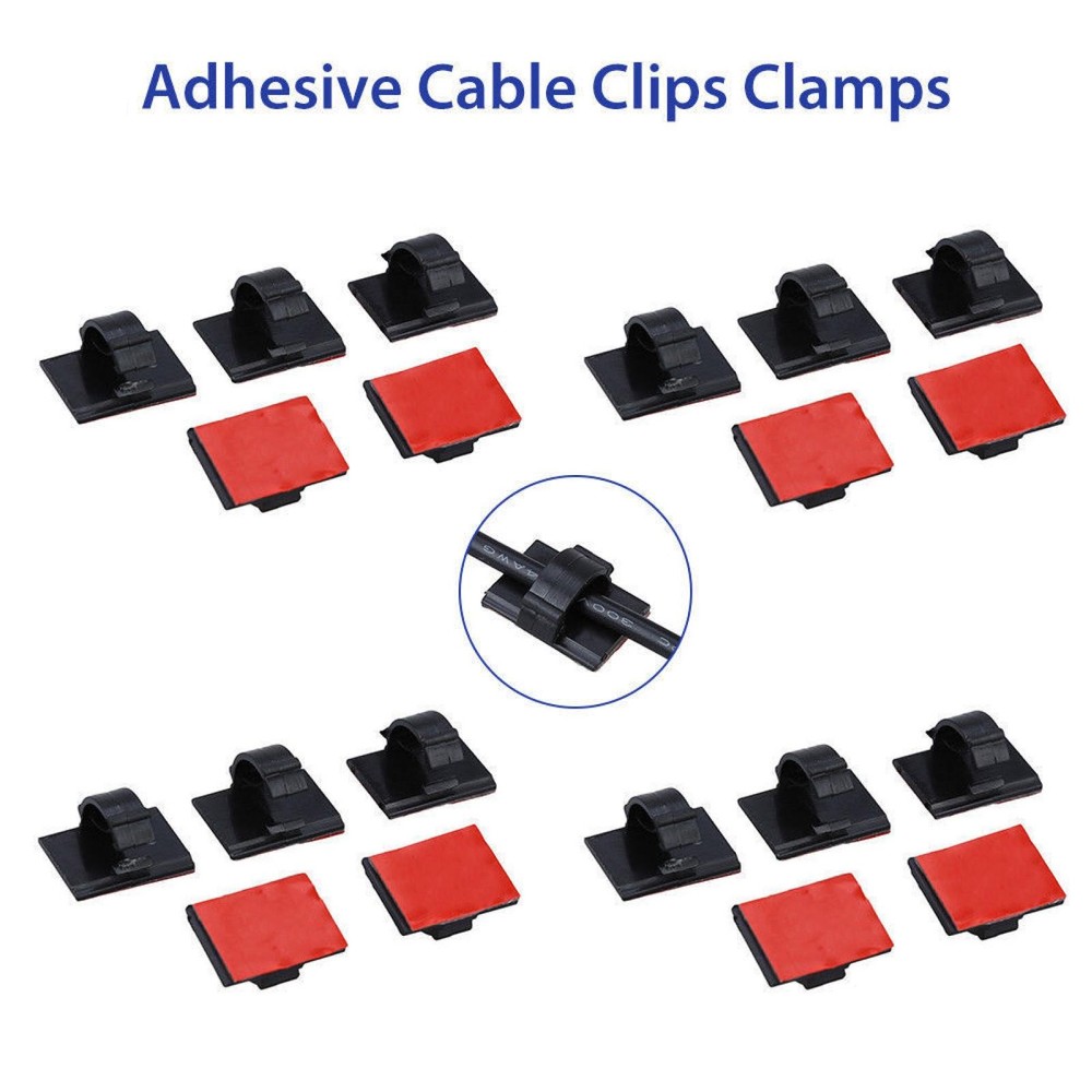 20 Pack Self-Adhesive Wire Tie Cable Clamp Clip Holder For Car Dash Camera A