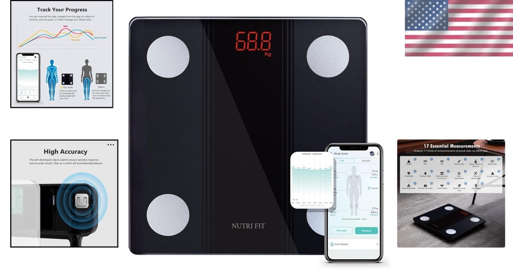 High Precision Bluetooth Scale: Body Fat, BMI & Health Tracker - 330lbs Capacity