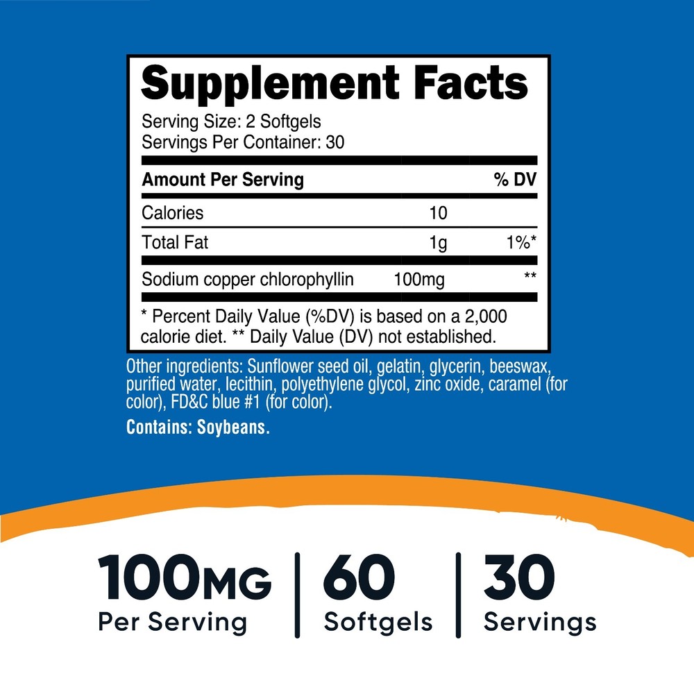 Nutricost Chlorophyll (100mg) 60 Softgels - 30 Servings