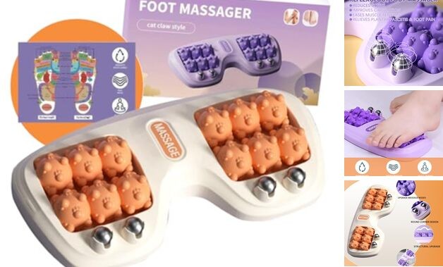 Portable Double Foot Massage Roller, Three Massage Techniques for Orange