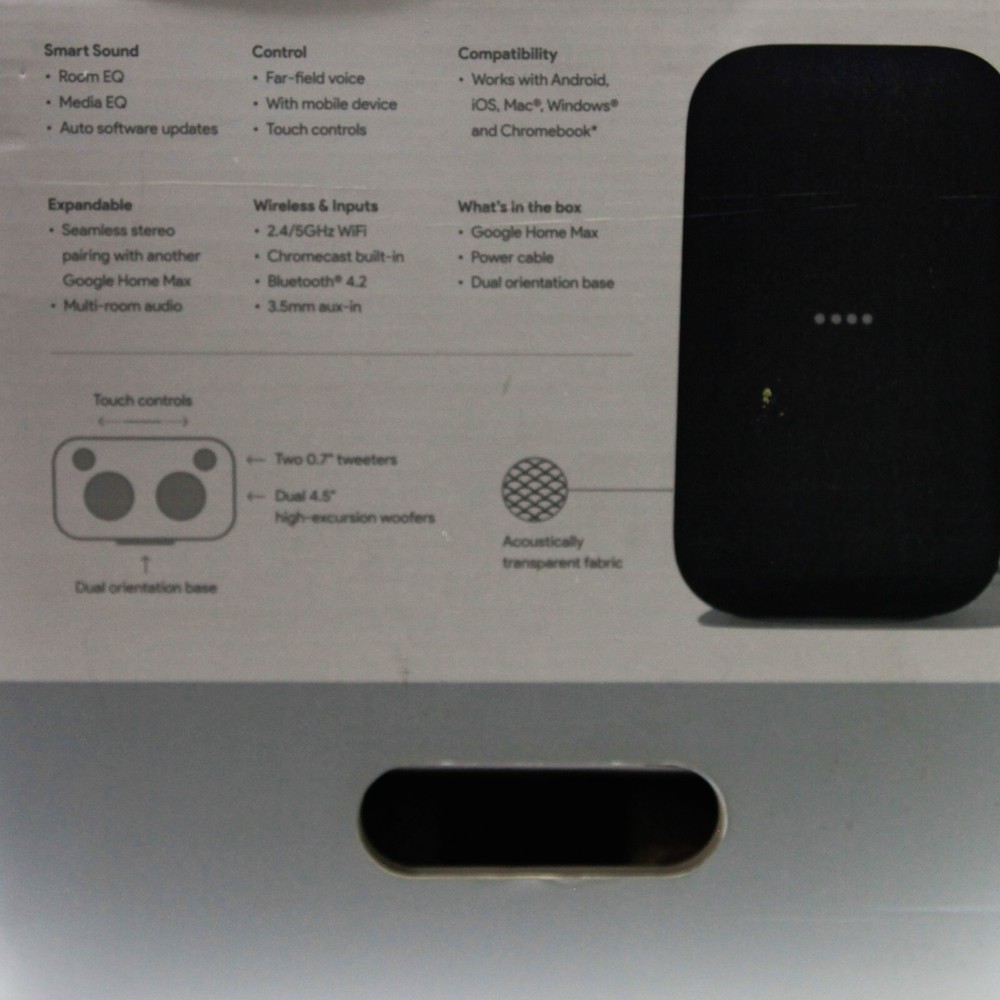 Home Max Smart Assistant Speaker Charcoal for Google