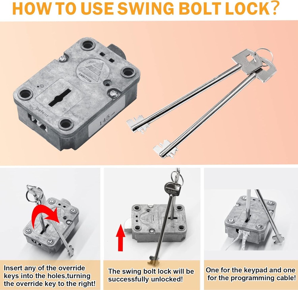 Gun Safe Lock Replacement Digital Electronic Keypad Lock Right Swing Bolt Lock
