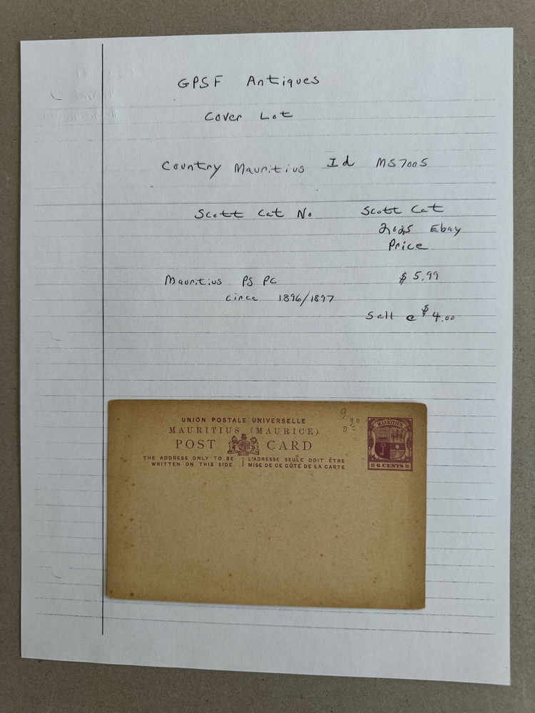 Mauritius Postal Stationery PC 6 Cents circa 1896-97 Mint