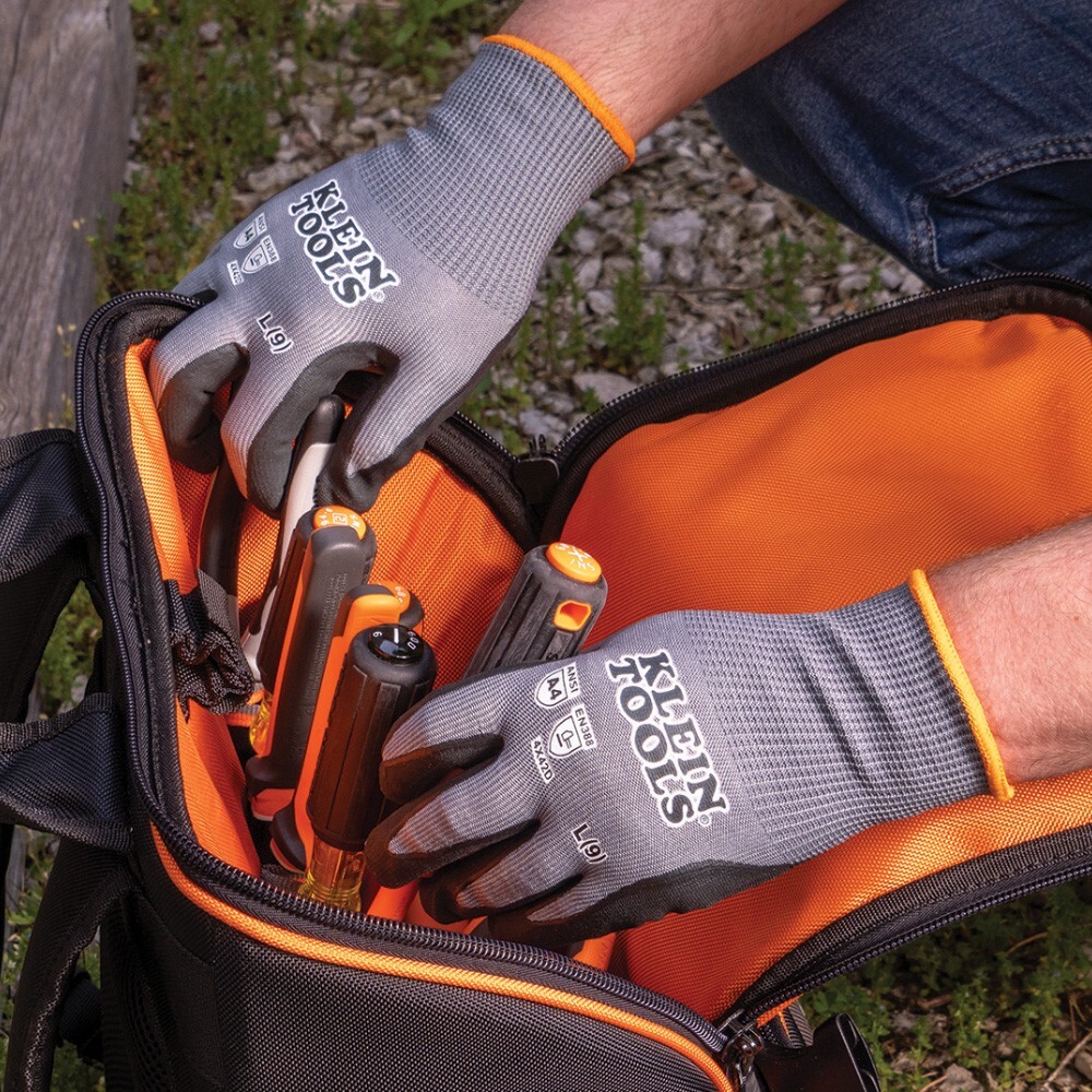 Klein Tools 60589 Knit Dipped Gloves, Cut Level A4, Touchscreen, Large, 2-Pair