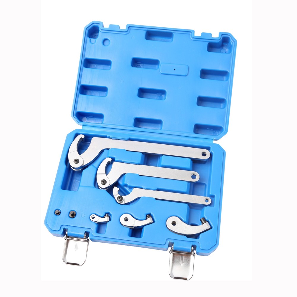 Hook And Pin Wrench Spanner Tool With C Spanner 6pc Adjustable Set 35 - 120mm