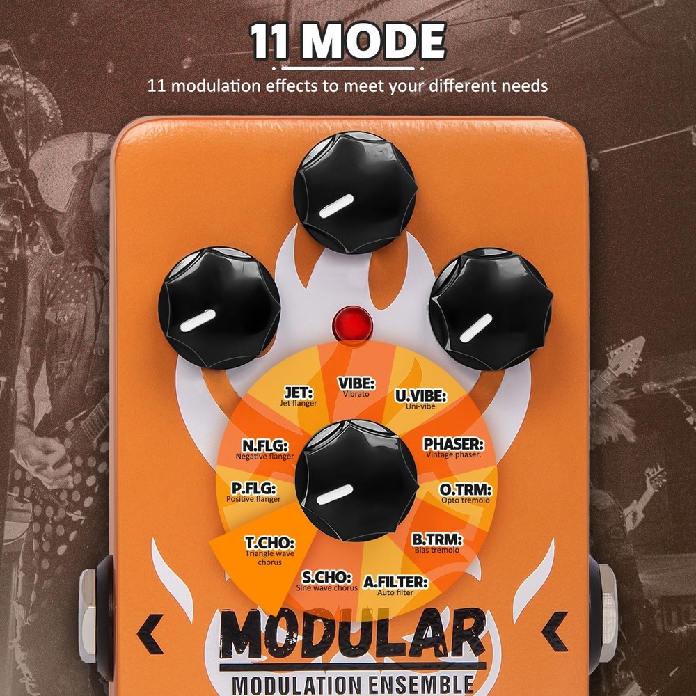 STRICH Guitar Effect Pedal &Power Supply Adapter, Multi Modulation True Bypass