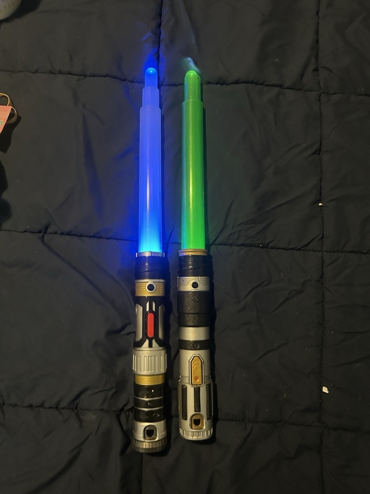 Star Wars Lightsaber Red Blue & Green Both Work Tested Great Condition