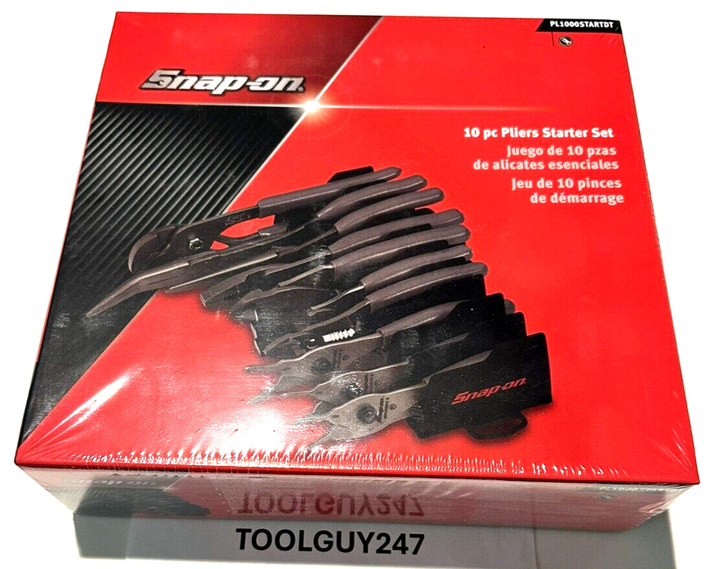 SNAP ON TOOLS PL1000STARTDT 10Pc Pliers Starter Set Needle Nose Cutters Crimper+