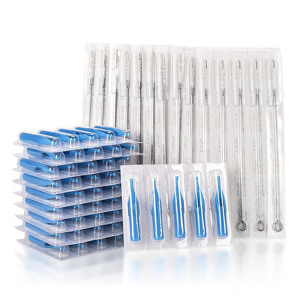 Tattoo Needles and Tips #12 Standard Mixed RL+RS+M1, Assorted, Blue, Silver