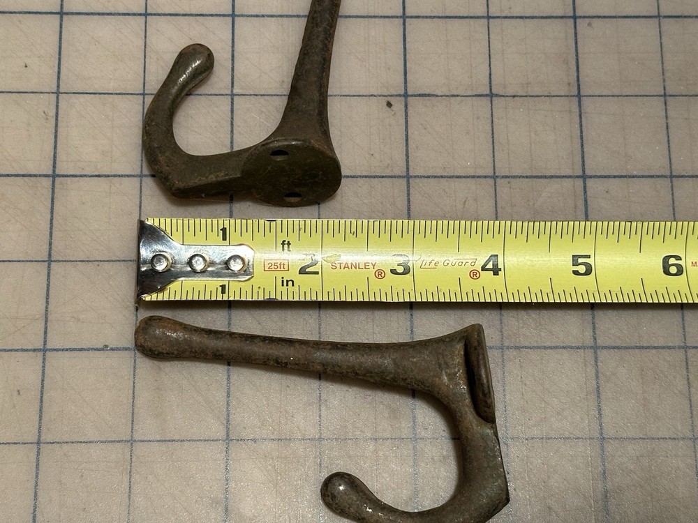 Lot Of 2 Vintage Cast Coat Double Hooks