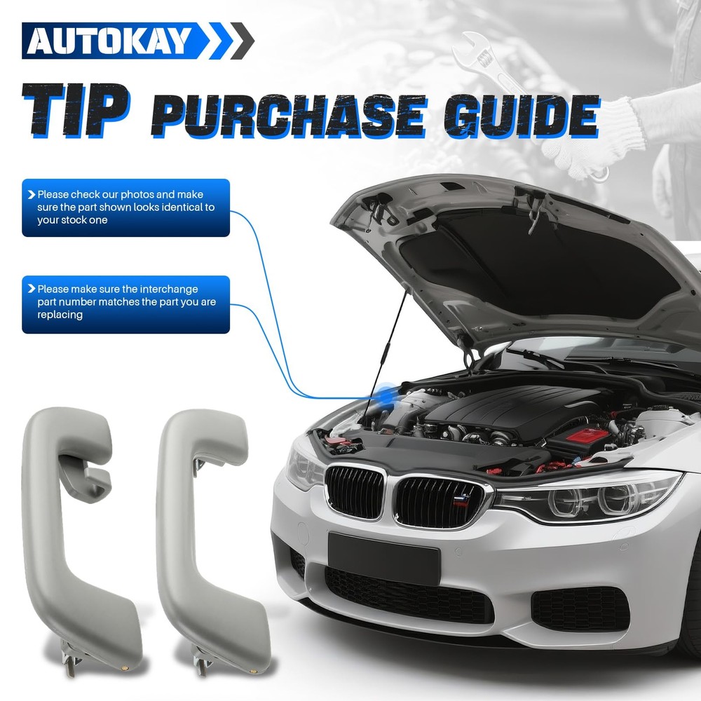 AUTOKAY Inner Roof Pull Handle Front and Rear Driver Passenger Side for Gray