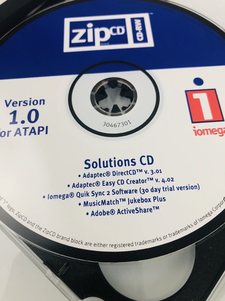 Iomega Solutions CD ZipCD CD-RW Version 1.0 ATAPI HELP User Manual Quick Start