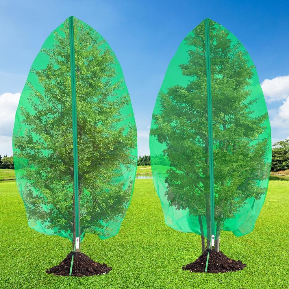 2 Packs Large Fruit Tree Covers with Zipper and Drawstring 7.8 x 7.8 ft Fruit...