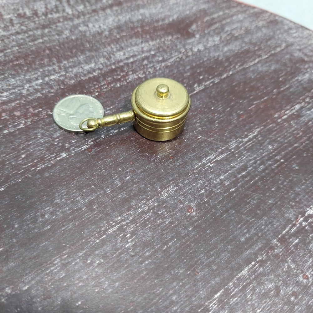 Miniature Solid Brass Pocket Cookware With Lid Made in Holland