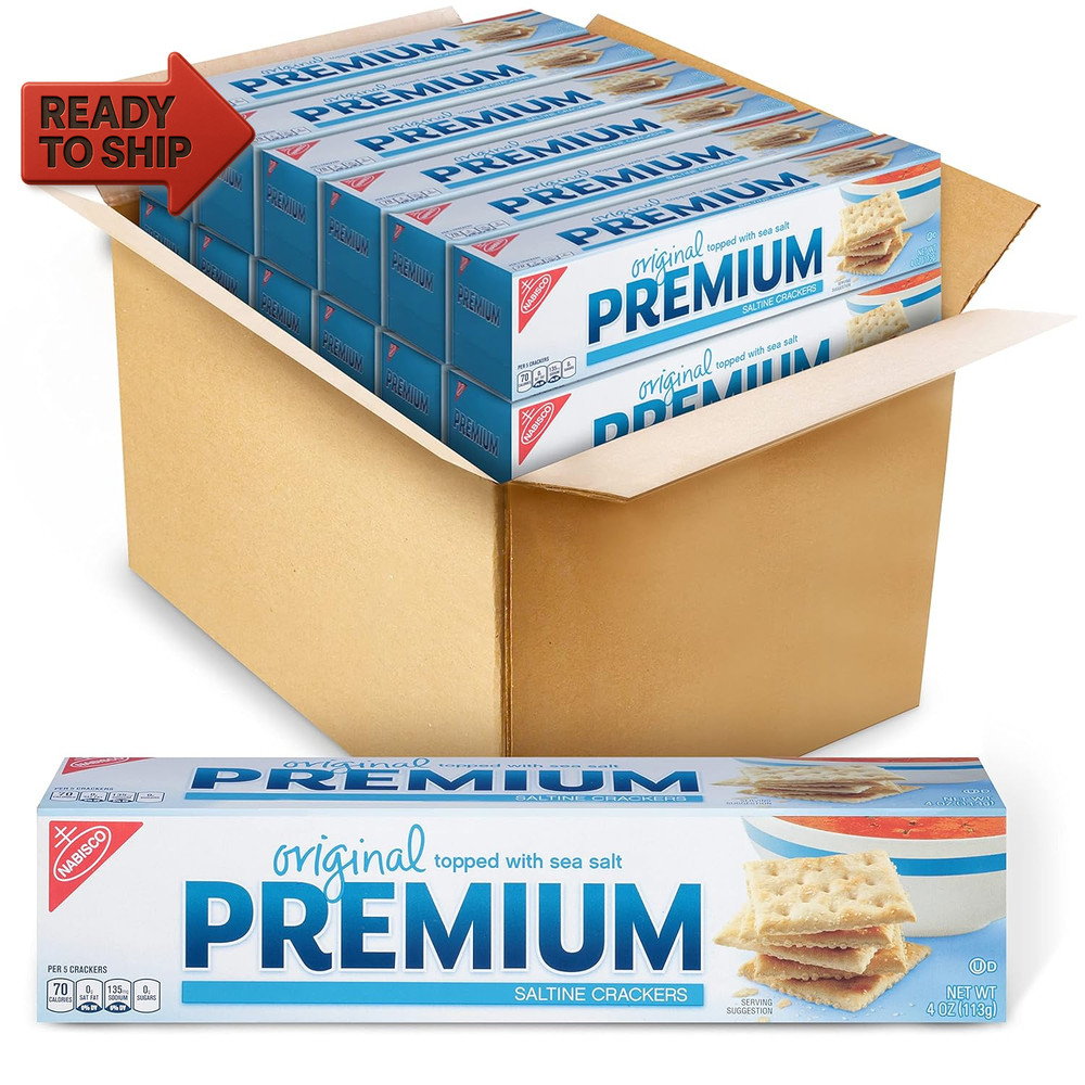 Premium Original Saltine Crackers, Lunch Snacks, Bulk Snacks, 12 - 4 Oz Boxes