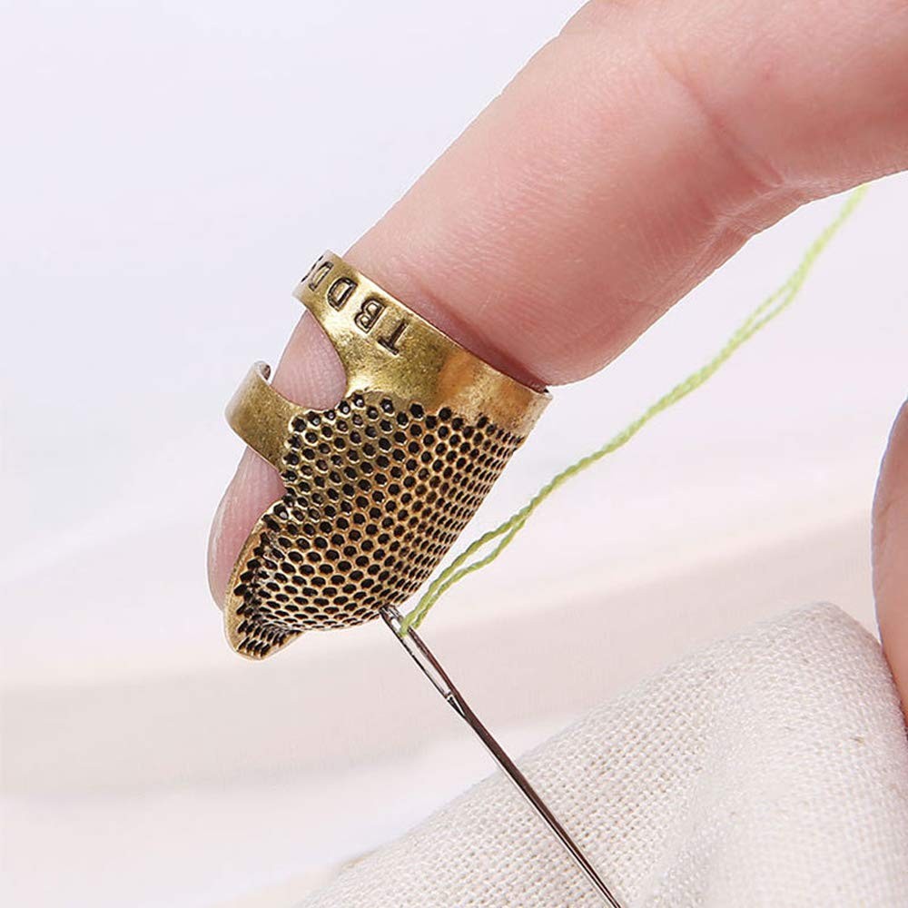 4 Pack Sewing Thimble Finger Protector, Adjustable Metal Shield...