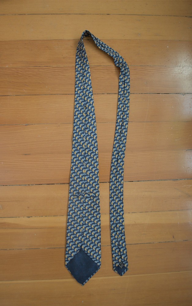 Gucci Navy Silk Tie With Revolver Gun Pattern