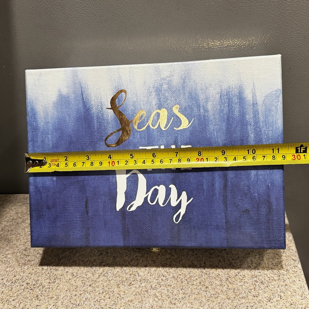 3 Decorative Stacking Paperboard Boxes Small Suitcase-Style Nautical Theme EUC