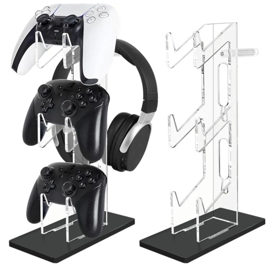 Game Controller Holder 3 Tiers - Universal Dual Controller Stand Headphone.