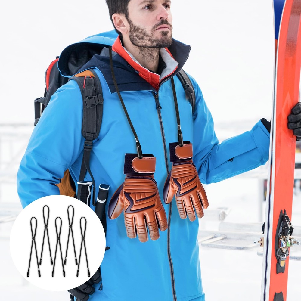 5 Pcs Adjustable Hat Strap Clips - Elastic Removable Chin Cord, 6, Black