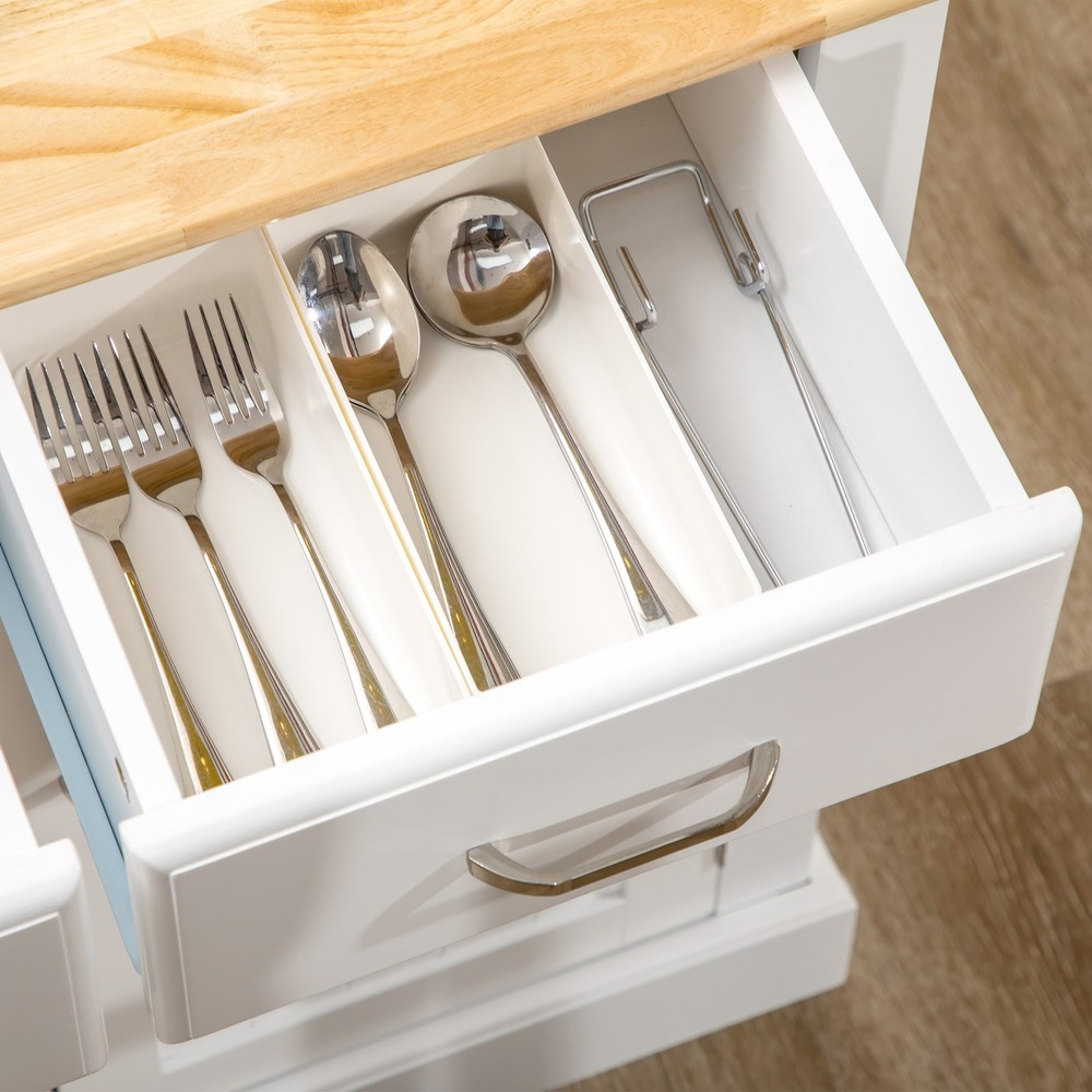 Kitchen Island Sideboard Buffet with Storage Shelves 2-Layer Countertop Drawers