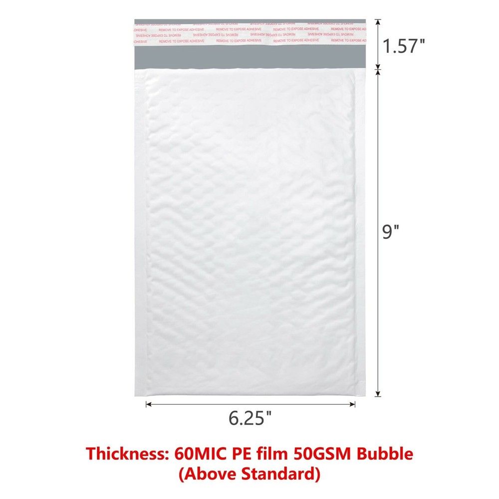 KSK Packaging 6.25" x 9" Poly Bubble Mailers Padded Envelopes