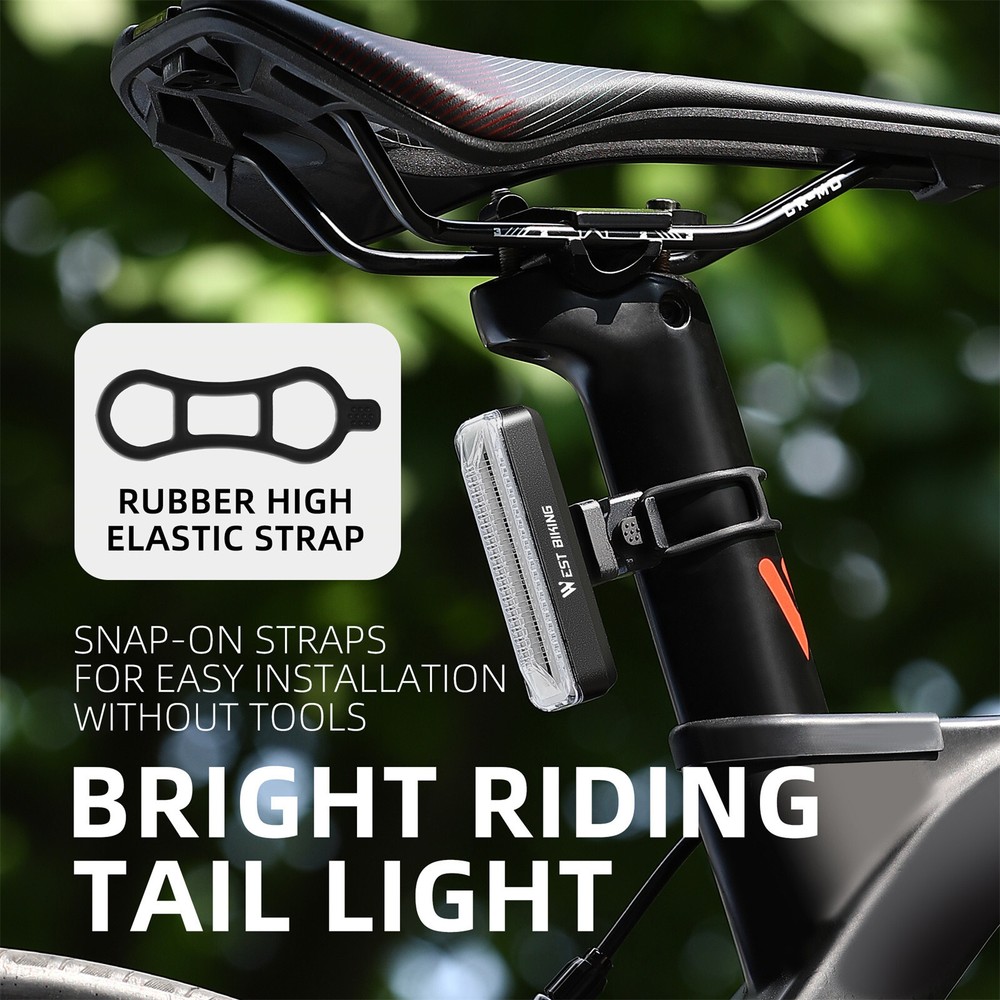 WEST BIKING Bicycle Rear Tail Light LED USB Type-C Rechargeable Bike Tail Light