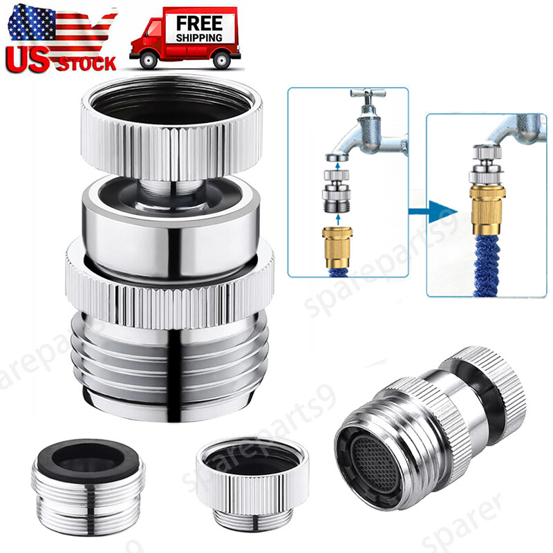 New Brass Sink Faucet 3/4" To Garden Hose Adapter Swivel Adapter + Aerator Kit