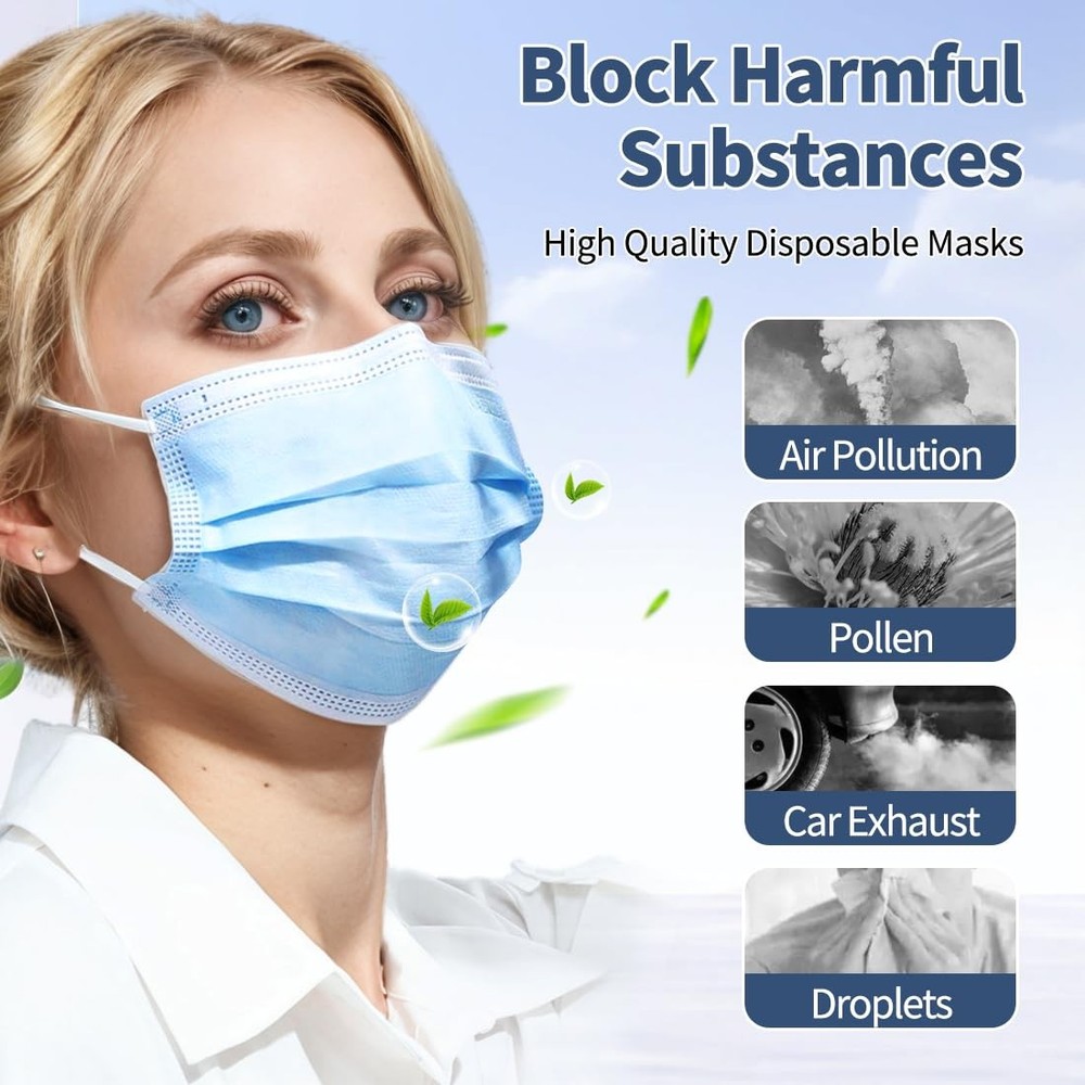GTT 500PCS ASTM Level 3 Highly Protective 3 Layer Face Mask with Ear Loops - Ind