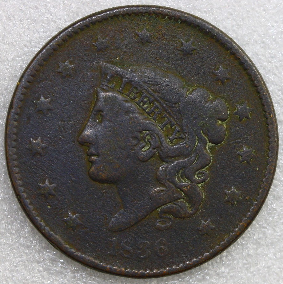 1836 Coronet Head Large Cent 1c  #A25
