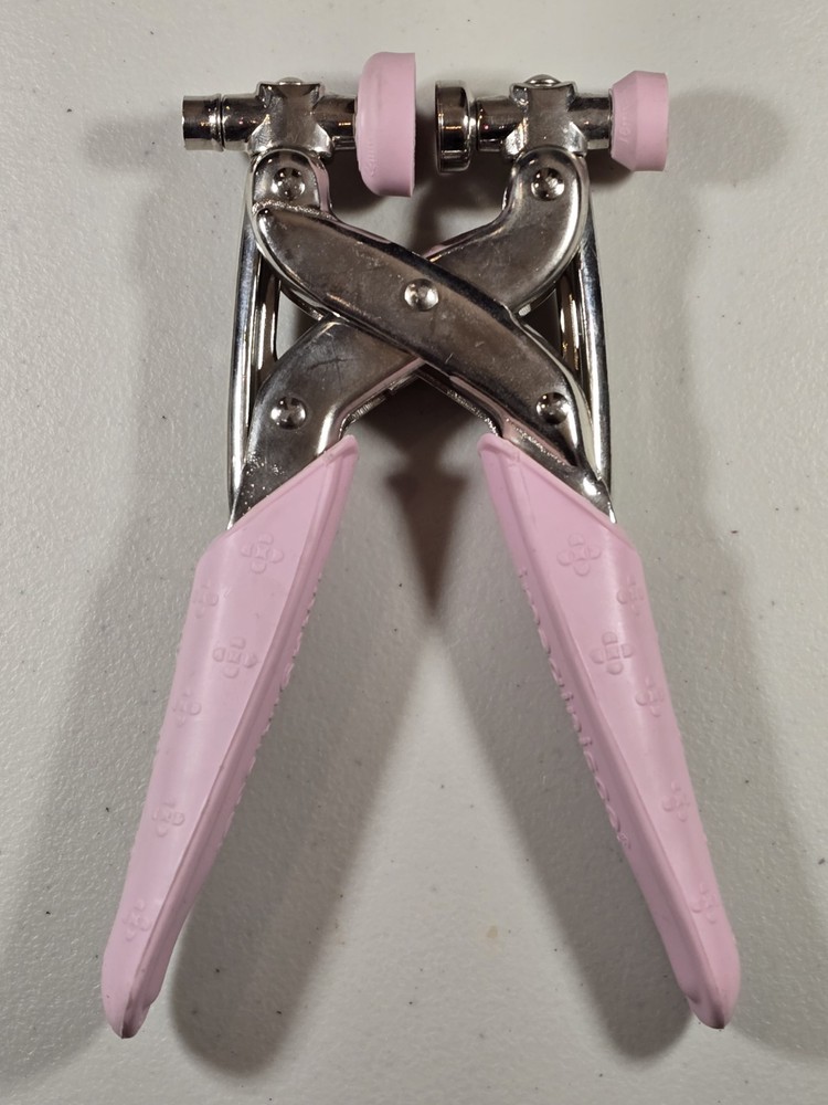 Imaginisce I-Top Punch Tool Brad Maker Pink Handles Scrapbooking Crafts EUC