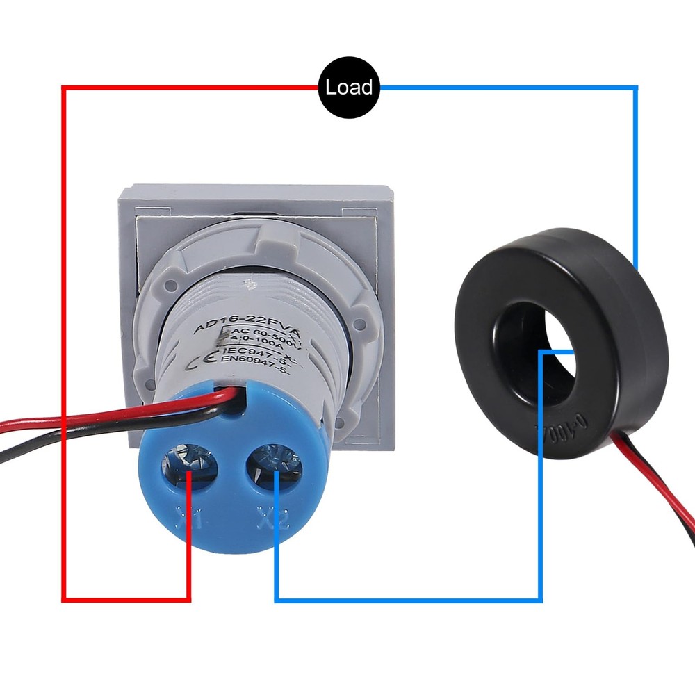 Blue LED Display Voltmeter Square Dual Display Voltmeter and Ammeter LED Digi...