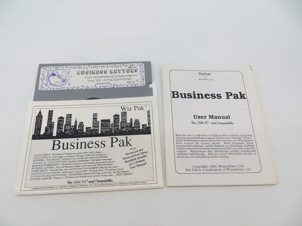 5.25" Floppy Disk BUSINESS LETTERS Vintage Computer Program Disc #1 Wizardware