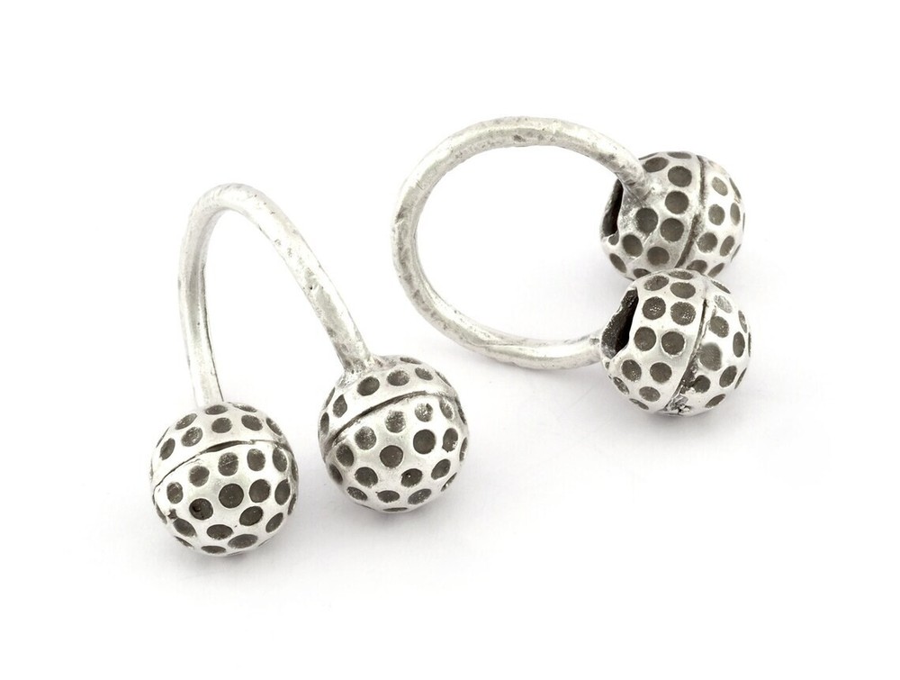 Golf Balls Ring, Wrap Adjustable Ring , Antique Silver Plated Brass (8US) 5208