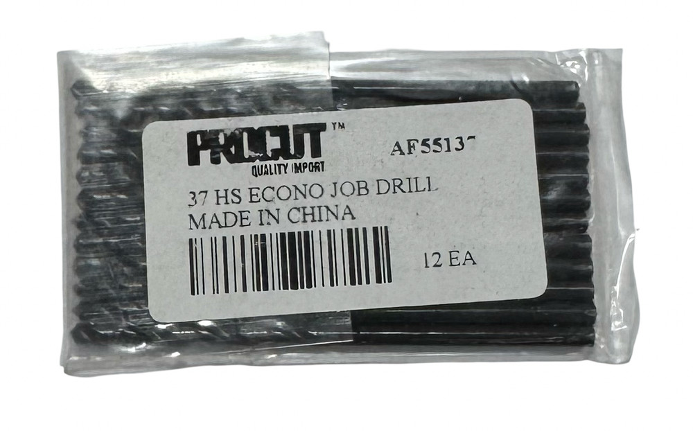ProCut #37 HSS Drill Bit Jobber Length Black Oxide Drills 12 Pack