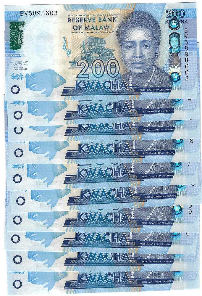 Malawi 10x 200 Kwacha 2022 UNC