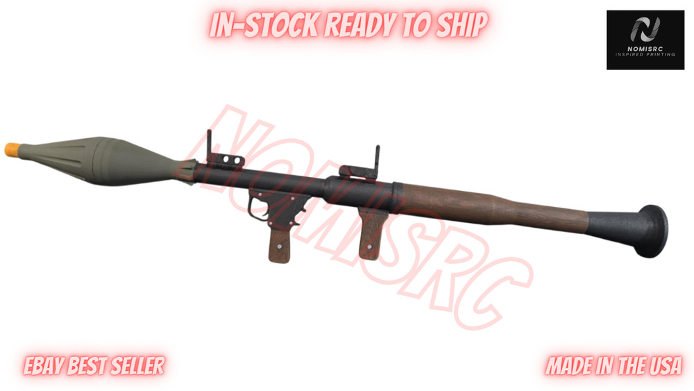RPG-7 Hand Painted - Version 2 - 3D Printed - WOOD-GRAIN - Removable Rocket