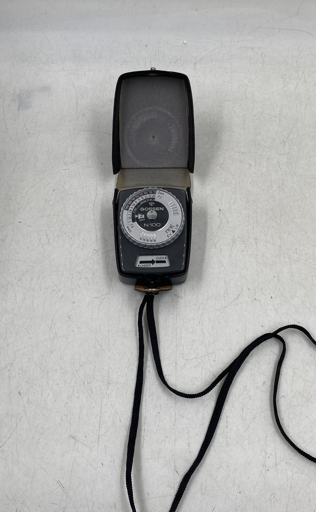 Gossen N100 Black Silver Exposure Ambient Light Meter With Strap & Case