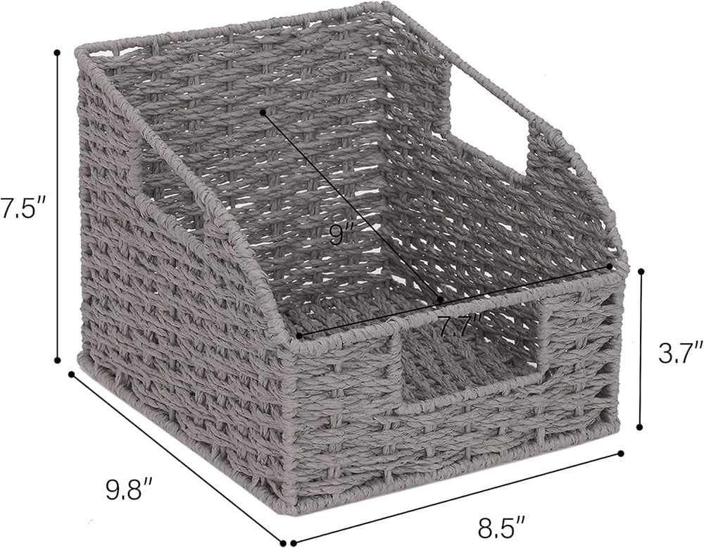 Rope Paper Storage Baskets Set, Gray