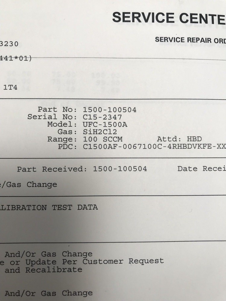 Unit UFC-1500A Mass Flow Controller, SIH2CL2,100 SCCM Refurbished