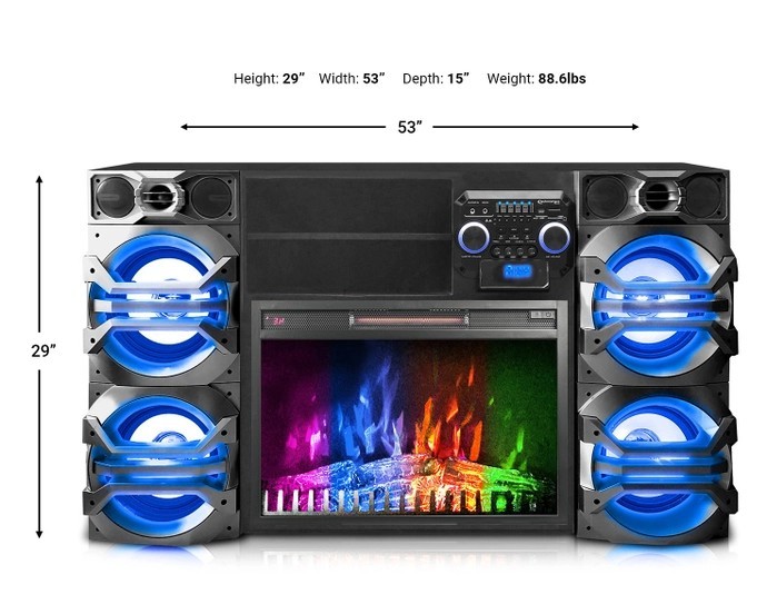 Technical Pro xFire 6.0 Channel Home Theater System LED Fireplace USB SD