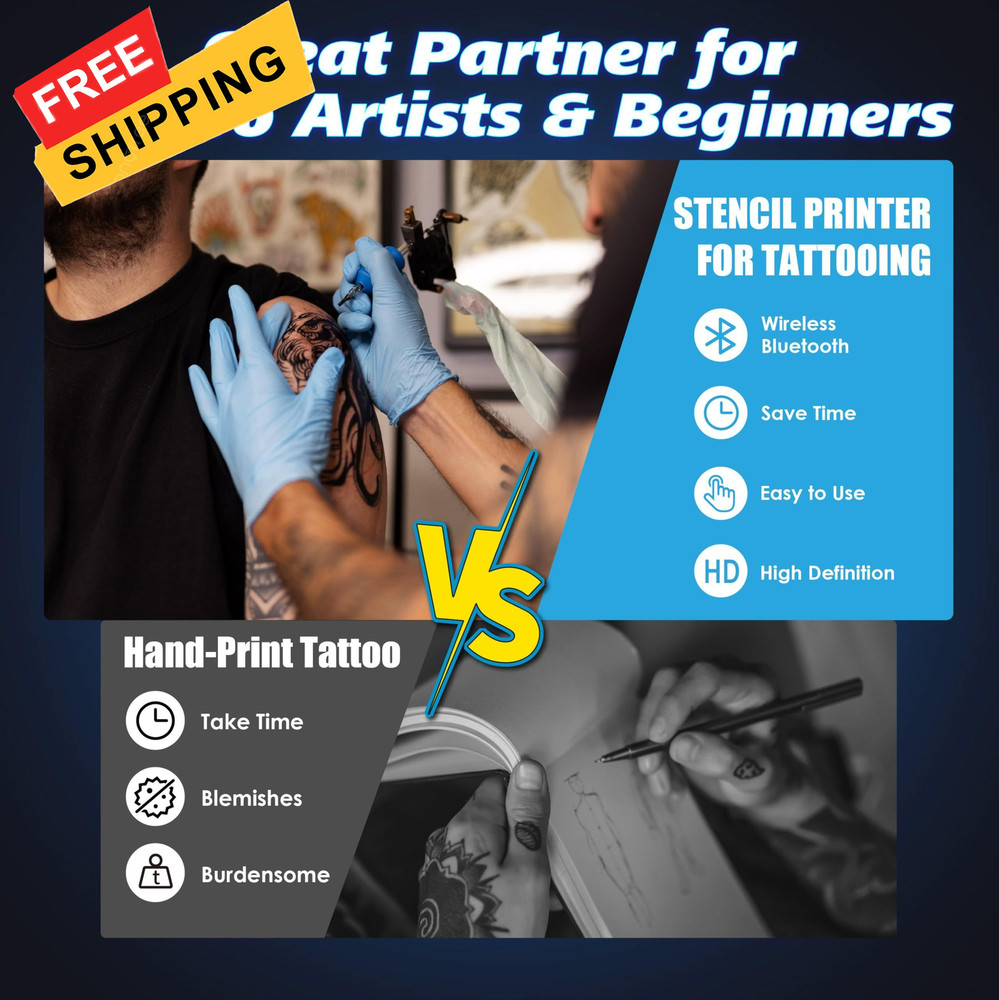 Neebol Tattoo Stencil Printer with LED Screen, Wireless Black