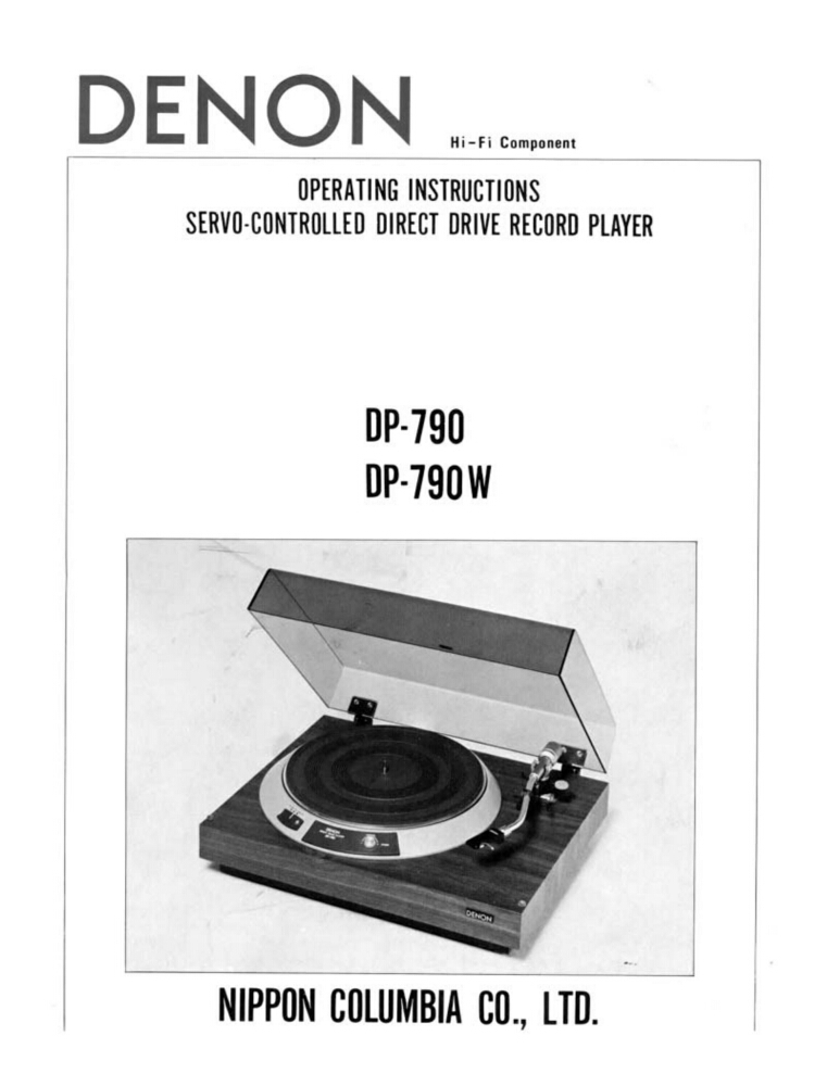 Denon DP-790 Turntable Owners Manual