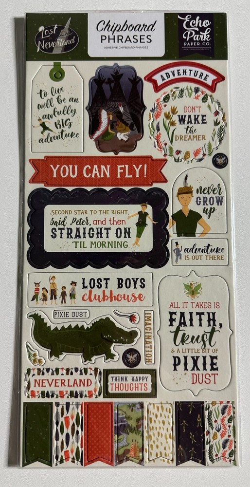 Echo Park 6 x 12 Chipboard Phrases Multiple Variations Available-You Choose